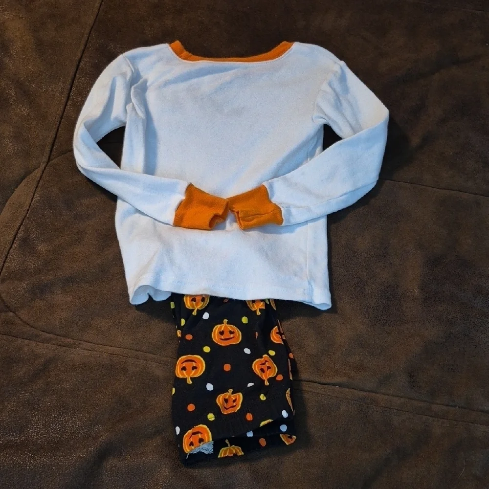 Carter's White and Orange Halloween Pajama Set